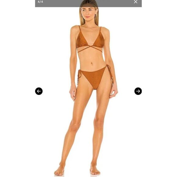 NWT MINKPINK Canyon Wrap Triangle Bikini Top in Gingerbread Brown SZ LG - Picture 4 of 16